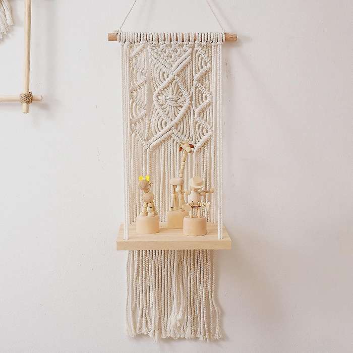 Macrame Wall Hanging Shelf Floating Shelves Rope Shelf for Hanging