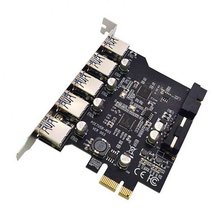 Usb3.0 Pci-e Expansion Card 5 Ports Hub Adapter,with 19-pin Connector