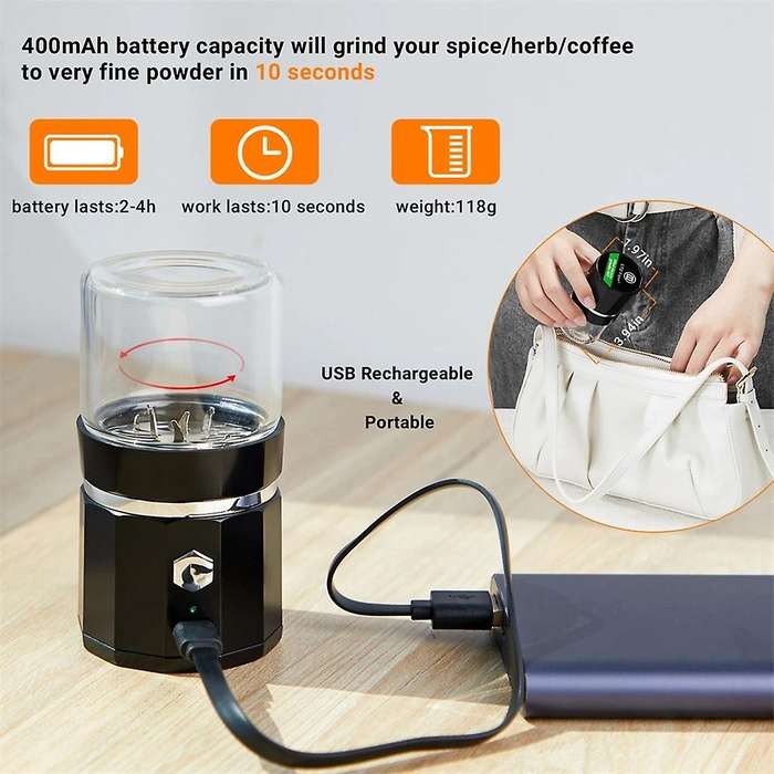 Mini Electric Grinder Portable Vanilla Grinder Usb Rechargeable Mill