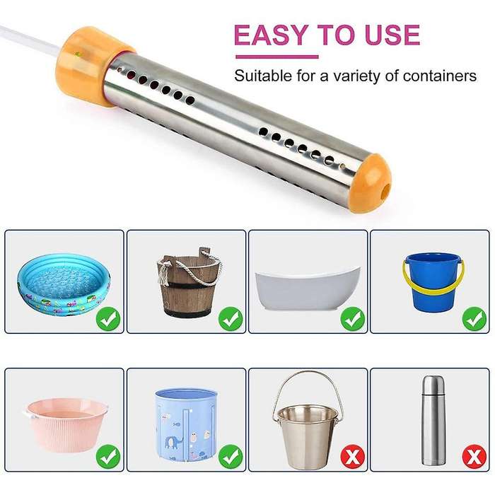Electric Water Heater, Used In Bucket, Tub, Camping Eu Plug