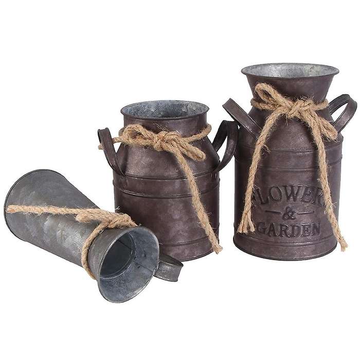 3pcs Vintage Flower Vase Iron House Style Decorative Vase Rustic