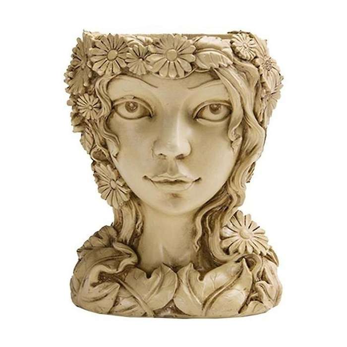Flower Container Household Plant Pot Girl Design Planter Yellow