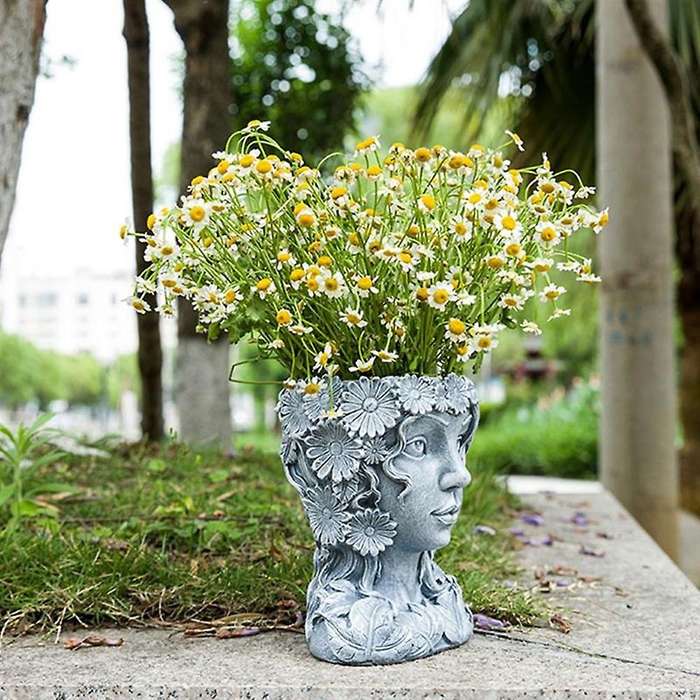 Flower Container Household Plant Pot Girl Design Planter Yellow