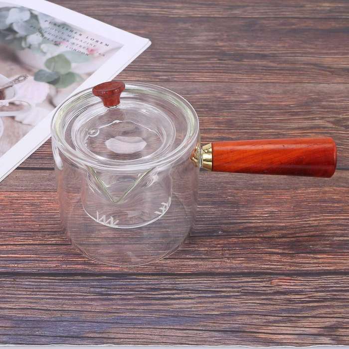 Glass Teapot with Wooden Handle,thickened Heat-resistant Glass Kettle
