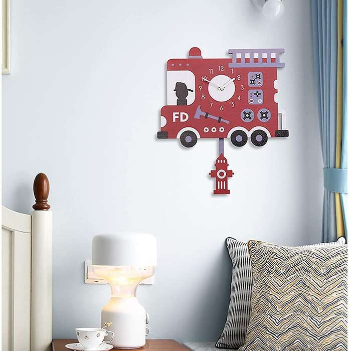 Baby Room Kindergarten Cute Cartoon Swing Wall Clock Pendulum Clock