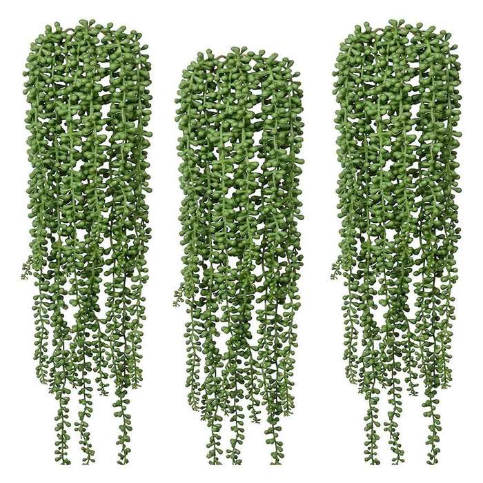 3pcs Artificial String Of Pearls Plant Faux Hanging Succulents Plants