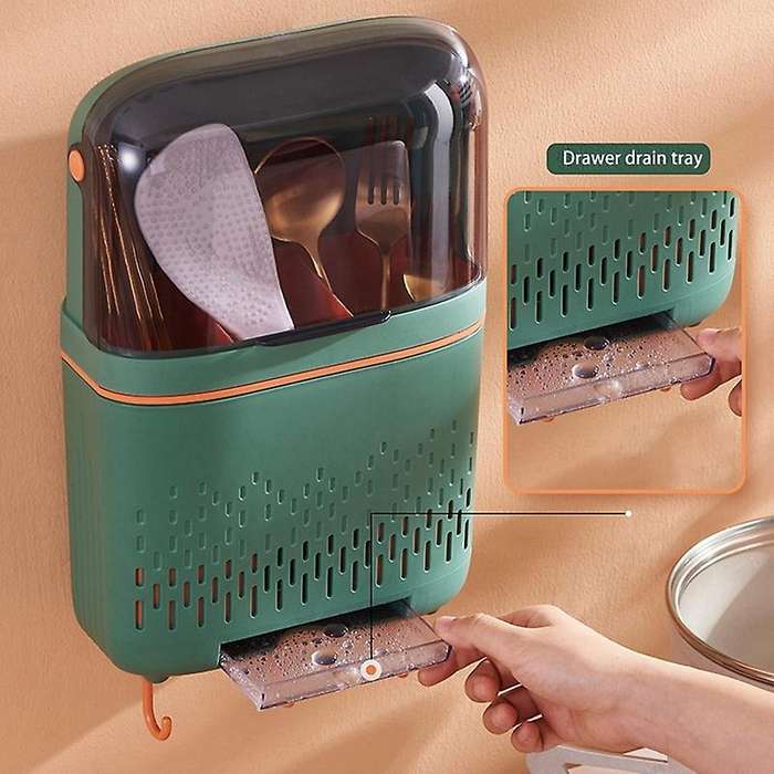 Multifunctional Dustproof Tableware Rack Knife Holder(white+orange)