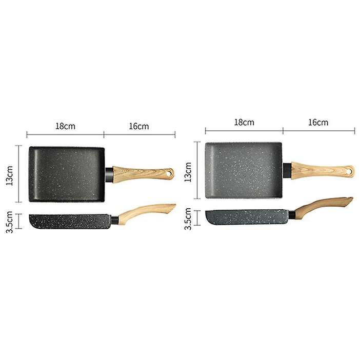 Frying Tamagoyaki Omelette Black Non-stick Pan for Gas Cooker-black