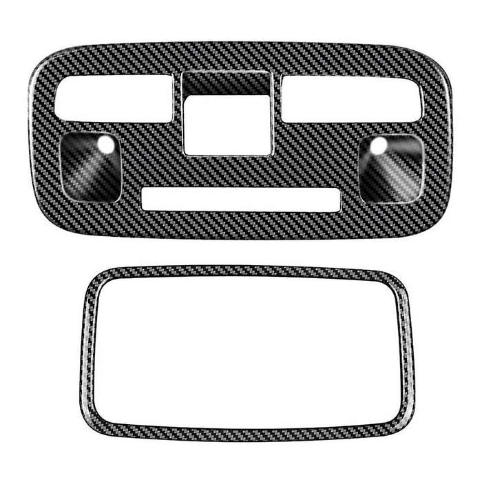 2pcs Car Carbon Fiber Interior Front Rear Reading Light Lamp Cover