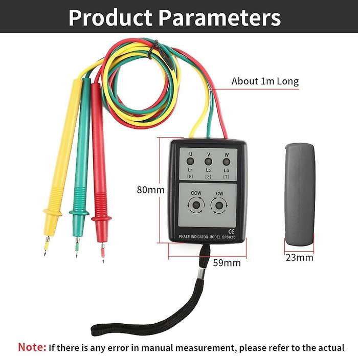 Three Phase Indicator 200v-600v Ac Rotation Tester Digital Led Buzzer