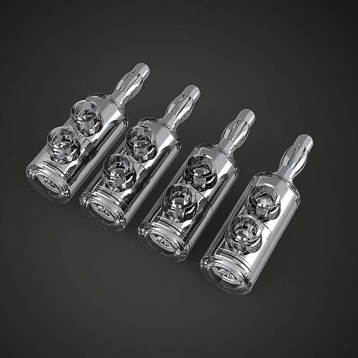 4 Pcs B553r Pure Copper Banana Head Solder-free Banana Plug, Silver