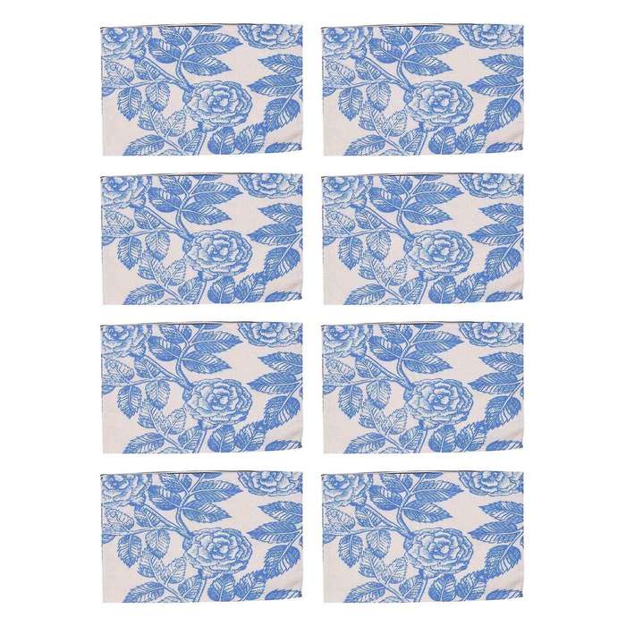 8x Blue and White China Style Cotton Linen Placemats(style 3)
