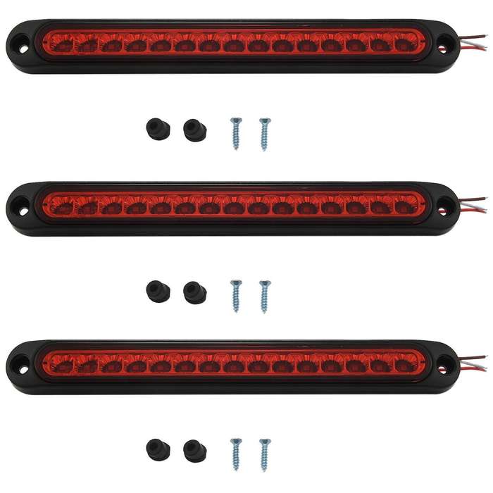 10 Inch Truck & Rv Trailer Light Bar 15 Led Third Brake Lights Red