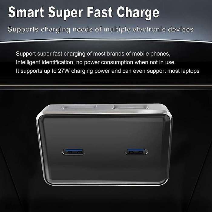 For Tesla Model 3 Y 2017-2021 4 In 1 Usb Shunt Hub Docking Station