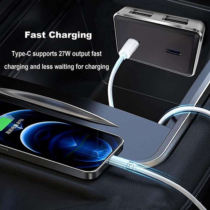 For Tesla Model 3 Y 2017-2021 4 In 1 Usb Shunt Hub Docking Station