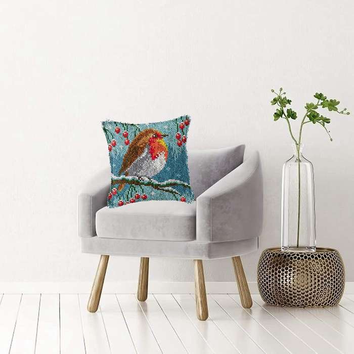 Latch Hook Pillow Kit Printed Bird Canvas Needlework Cushion Sets