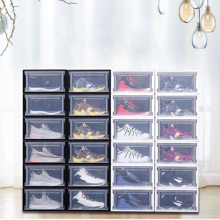 Plastic Translucent Shoe Box Multifunction Home Dust-proof Black