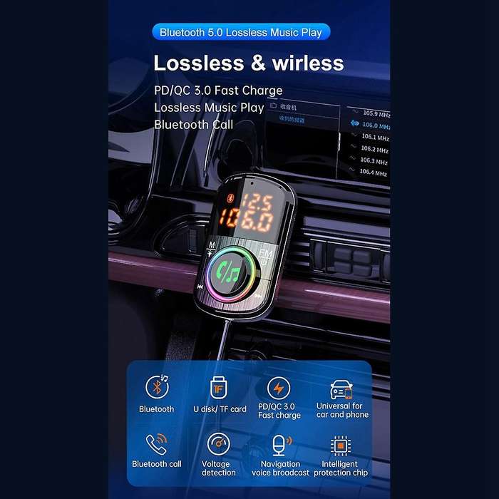 Bc71 Car Bluetooth 5.0 Fm Transmitter Fast Charge Mp3 Player Adapter