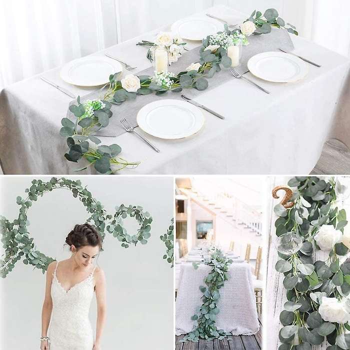 4pack 6.5feet Artificial Eucalyptus Leaves Wreath Wedding Party Decor