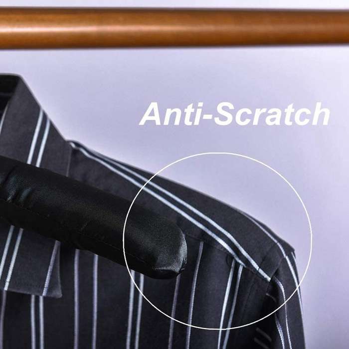 15 Inch Large Satin Padded Hangers,silk Hangers (black,5 Pack)