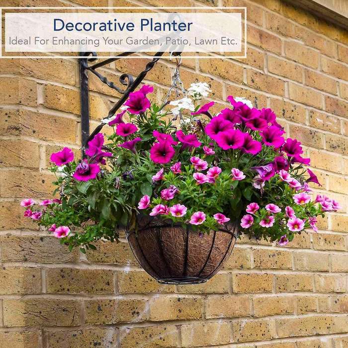 Hanging Flower Basket with Coco Coir Liners 10inch Decor, Set Of 2