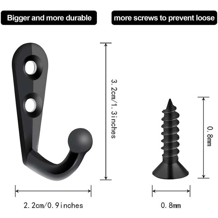 100pcs Single Hook and 210pcs Screws for Hanging Key Hook