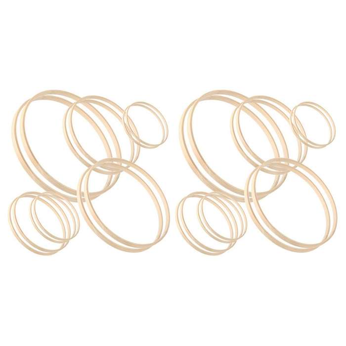 12 Pieces Wooden Bamboo Floral Hoop Set Macrame for Diy Wreath Decor