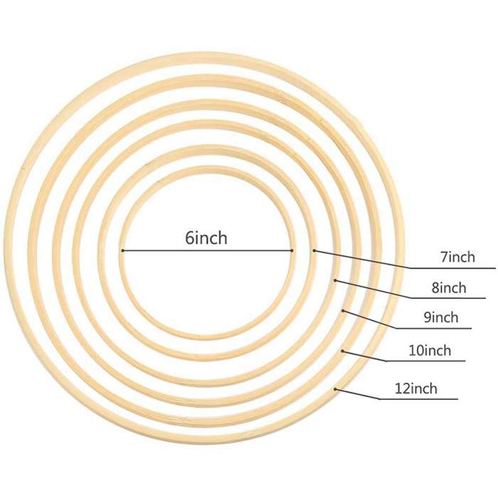 12 Pieces Wooden Bamboo Floral Hoop Set Macrame for Diy Wreath Decor