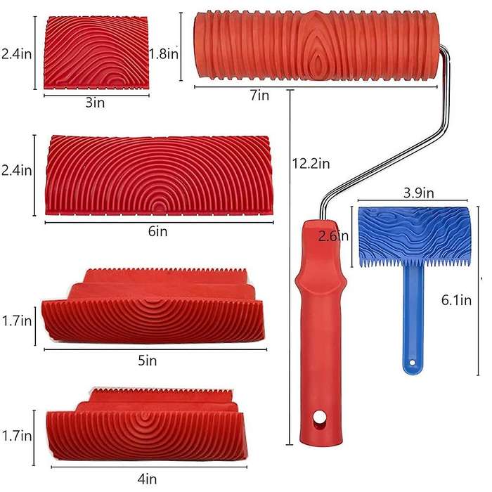 Wood Grain Tool Set, 6pcs 7 Inch Graining Painting Tool Wood Texture