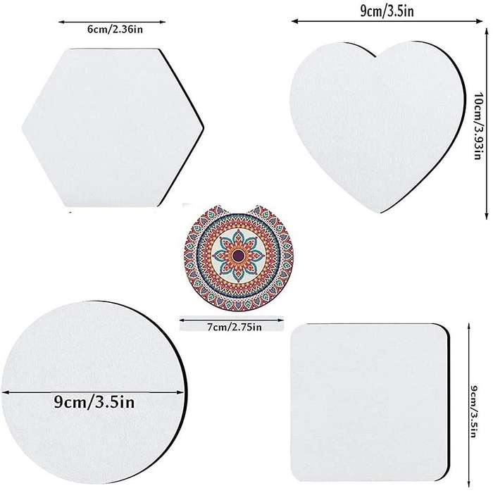 42 Pcs Sublimation Blanks Cup Coasters Sublimation Car Coasters