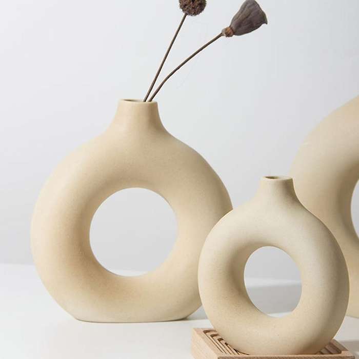 Nordic Ceramic Vase Dried Flower Art Flower Pot Home Decoration (m)