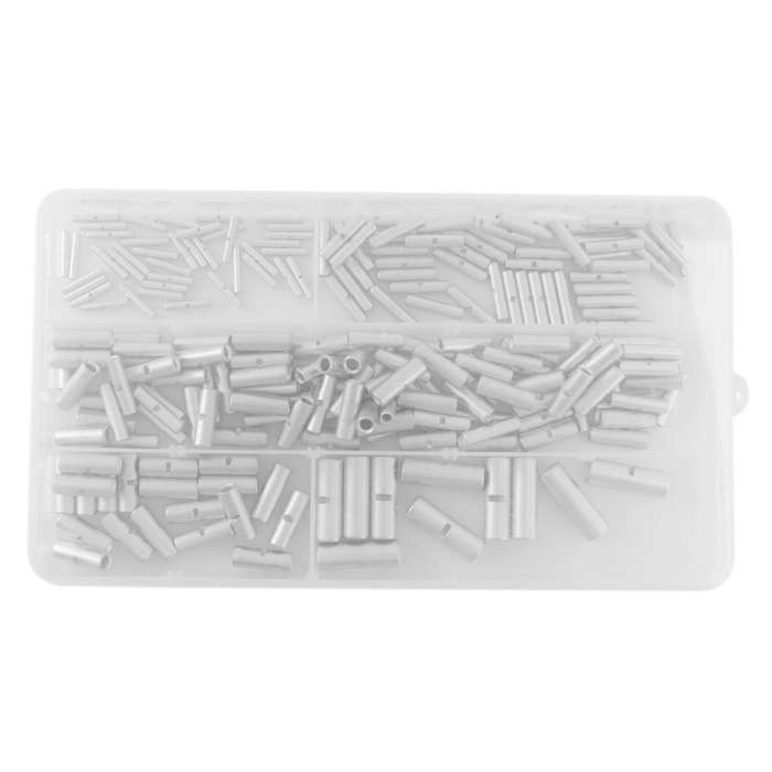 220pcs Non-insulated Butt Connector Kit, Tinned Copper Non-insulated