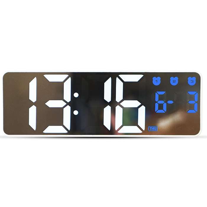 Digital Wall Clock Voice Control Snooze Led Clocks for Home Blue