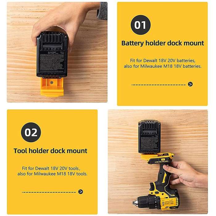 5pcs Tool Mount for Dewalt 18v,20v Drill, Battery Holder A