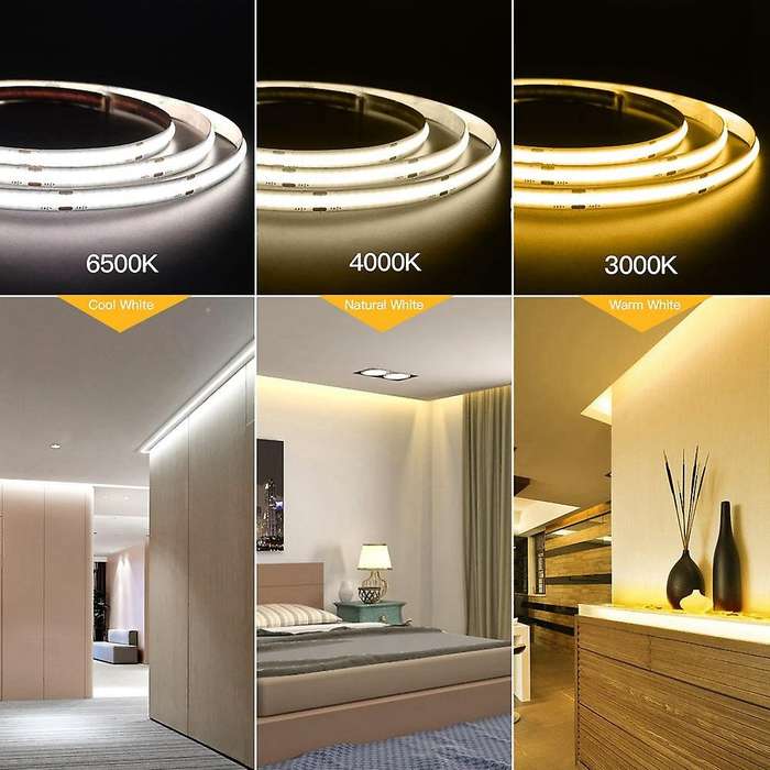 384 Led 24v Cob Led Strip Light 4000k Nature White for Bedroom Home