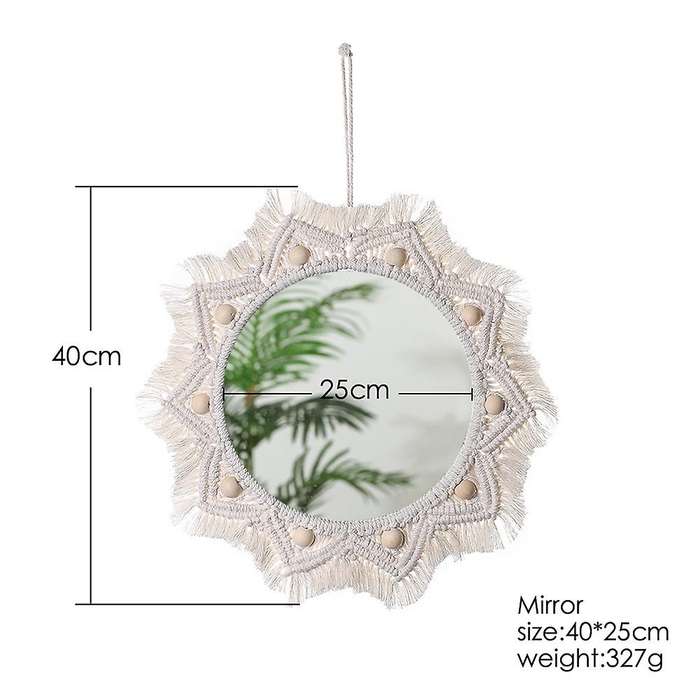 Macrame Mirror Handmade Tapestry Makeup Mirror Compact Bohemia