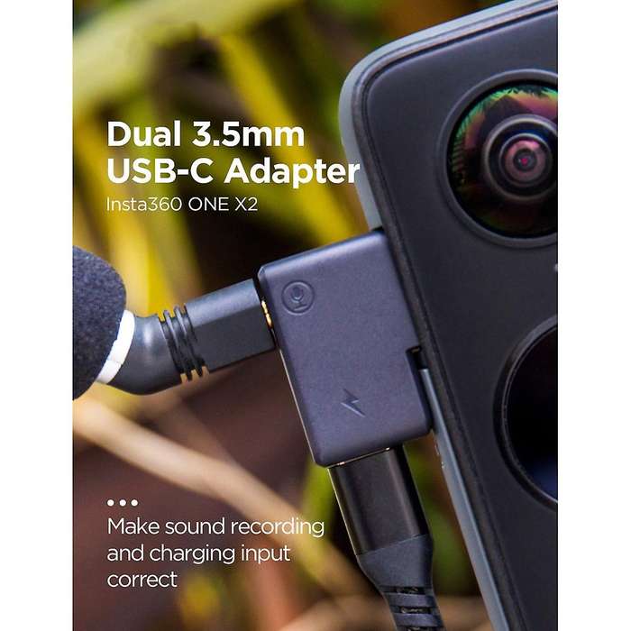 Cynova for Insta360 One X2 Panoramic Camera Dual Mic Audio Adapter