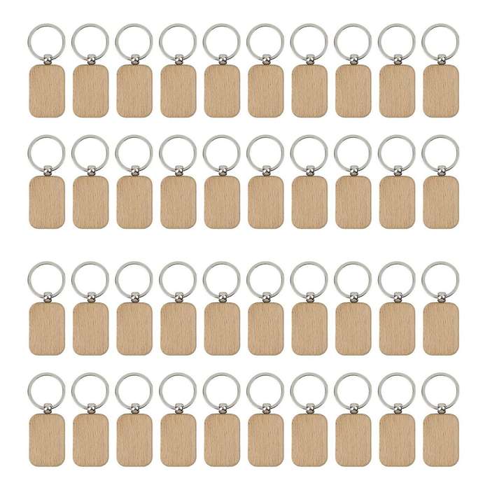 20pcs Blank Wooden Wooden Keychain Diy Wooden Keychain Key Anti-lost