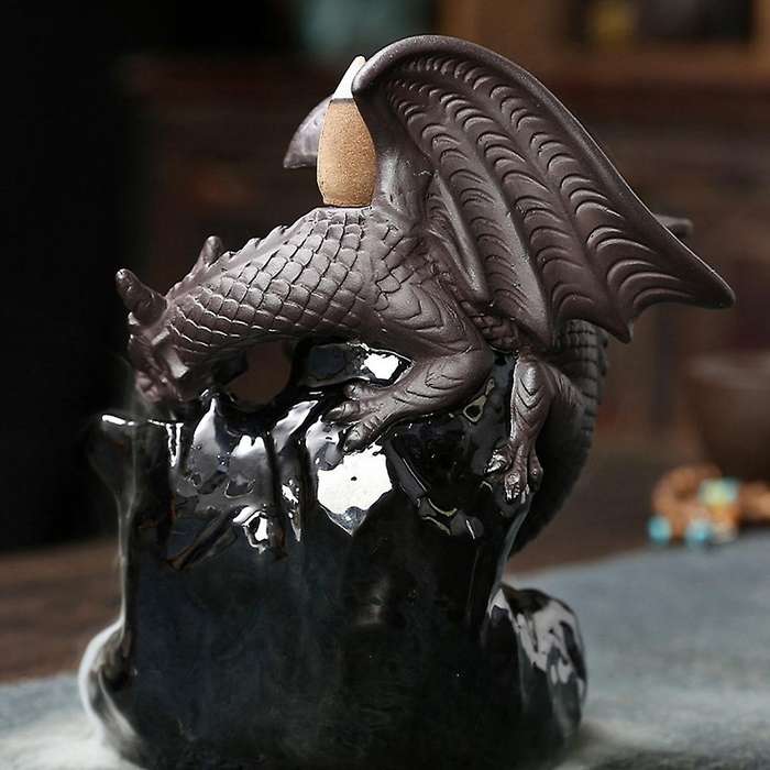Dragon Zen Decor Waterfall Incense Cone Holder Meditation Backflow