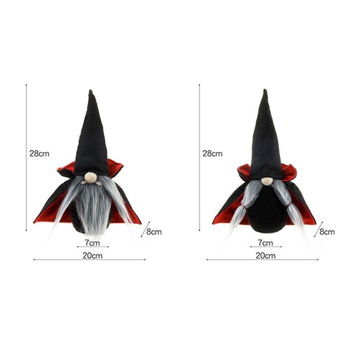 4 Pcs Halloween Gnomes Plush Decor, Black Witch Cloak Hat Halloween