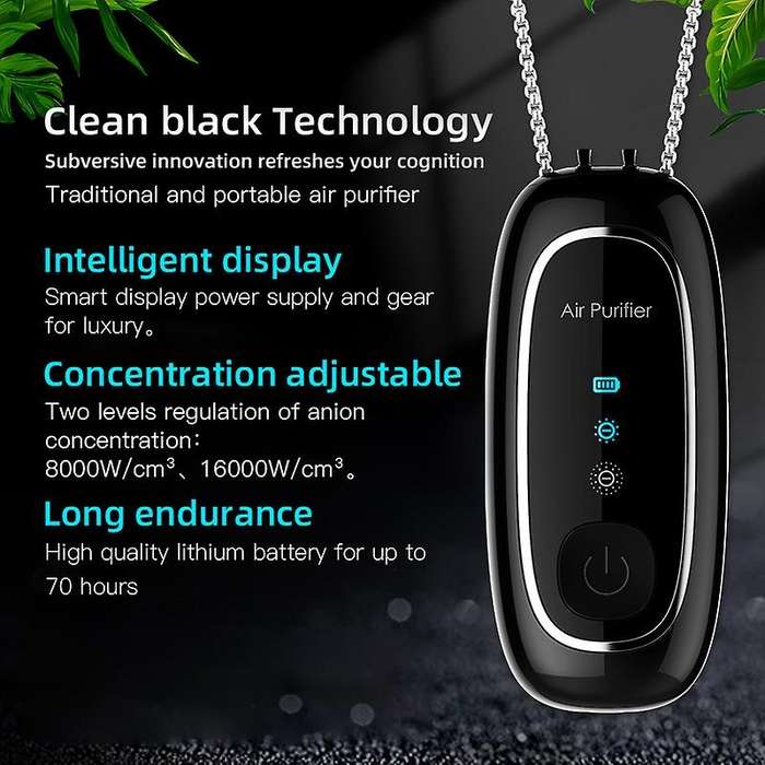 160 Million Negative Ion Purifier Personal Wearable Portable Black