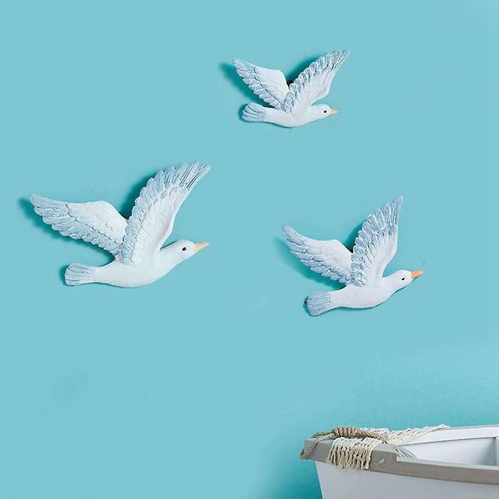 3pcs Different Sizes Mediterranean Style Sea Resin Birds Set Pendant