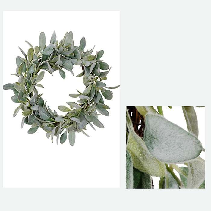 Farmhouse Flocked Lambs Ear Wreath for Front Door Wreath Decor