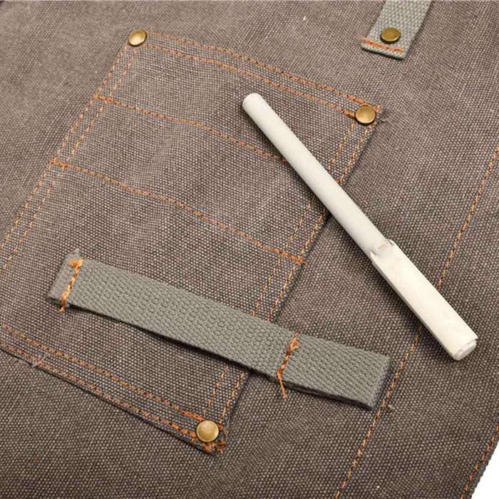 Waxed Canvas Work Apron with 9 Pockets, Adjustable Strap for Unisex