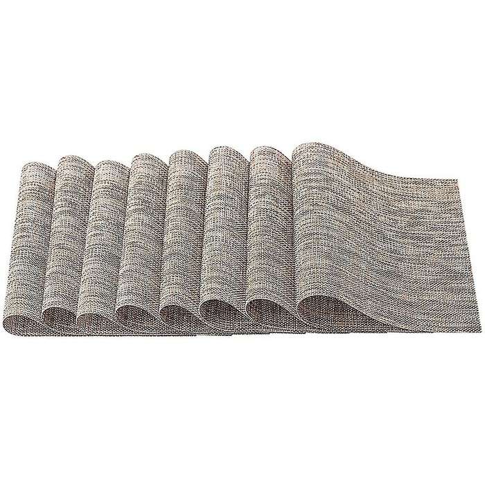 Set Of 8 Placemats for Dining Table, Washable Durable Pvc Place Mats