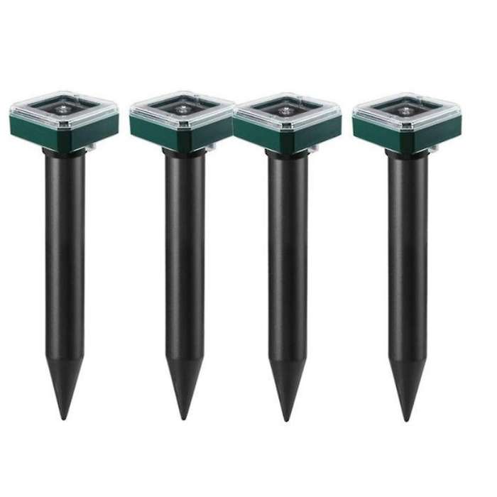 4 Pcs Solar Ultrasonic Snake Repeller Outdoor Ground Stake Repellent