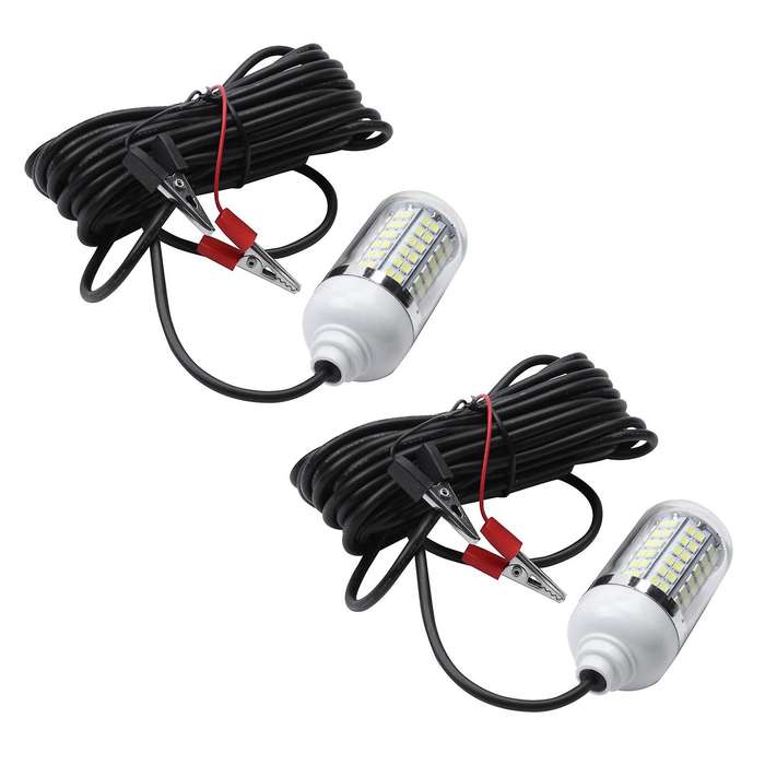 2x 12v 15w Fishing Light Lures Prawns Squid Krill (white+white Light)