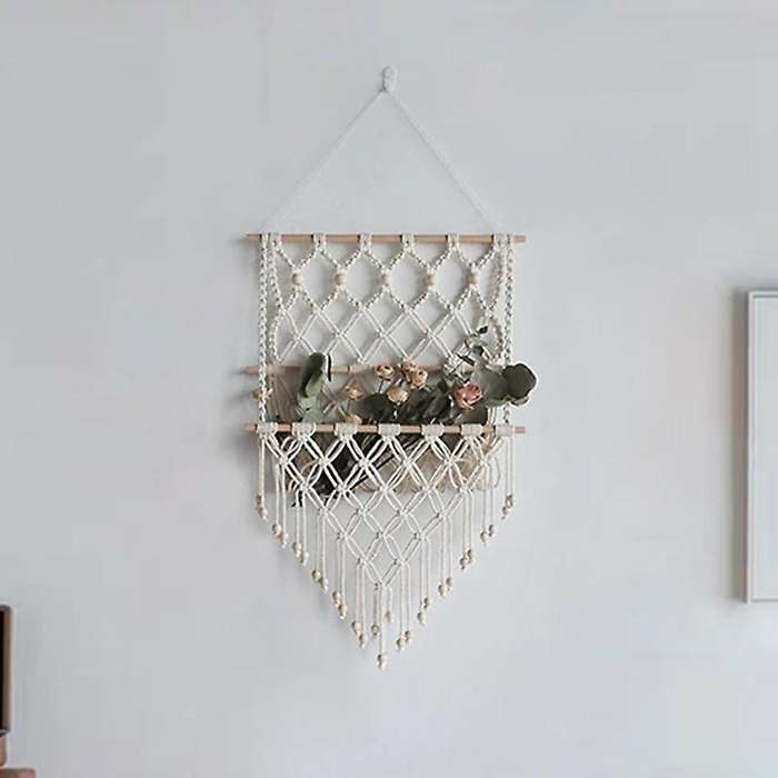 Hand Woven Storage Rack Macrame Tapestry for Boho Decor Ornament