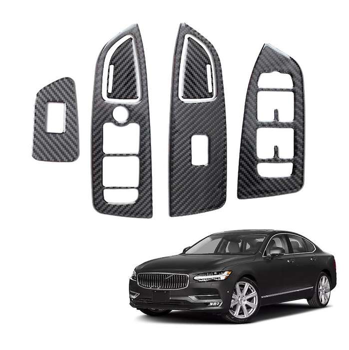 Car Carbon Fiber Window Switch Cover for Volvo S90 S90l 2017-2019 Lhd