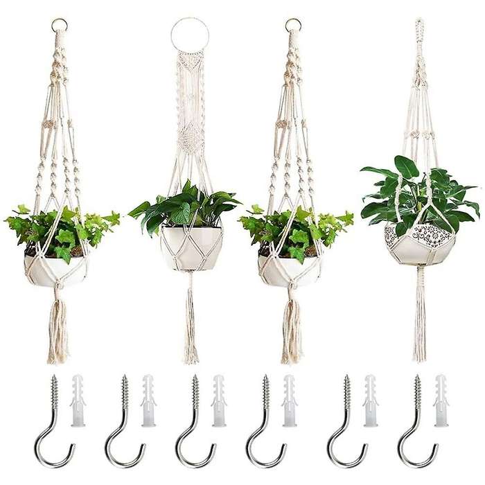Macrame Plant Hangers, Handmade Hanging Plant Basket Stand Holder